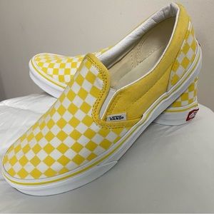 Kids size 7 yellow and white checkerboard slip on classic style Van’s.